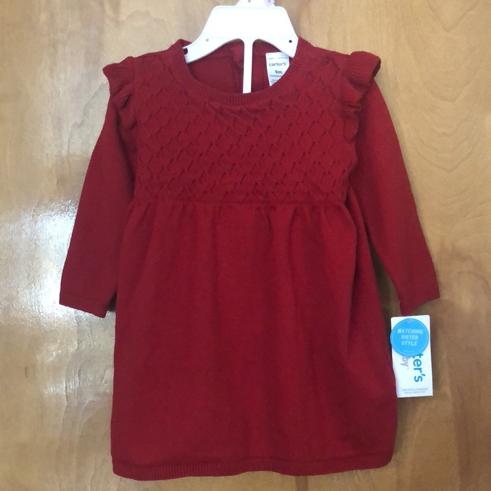 Baby Girl’s 2 piece brick red sweater dress with panties
